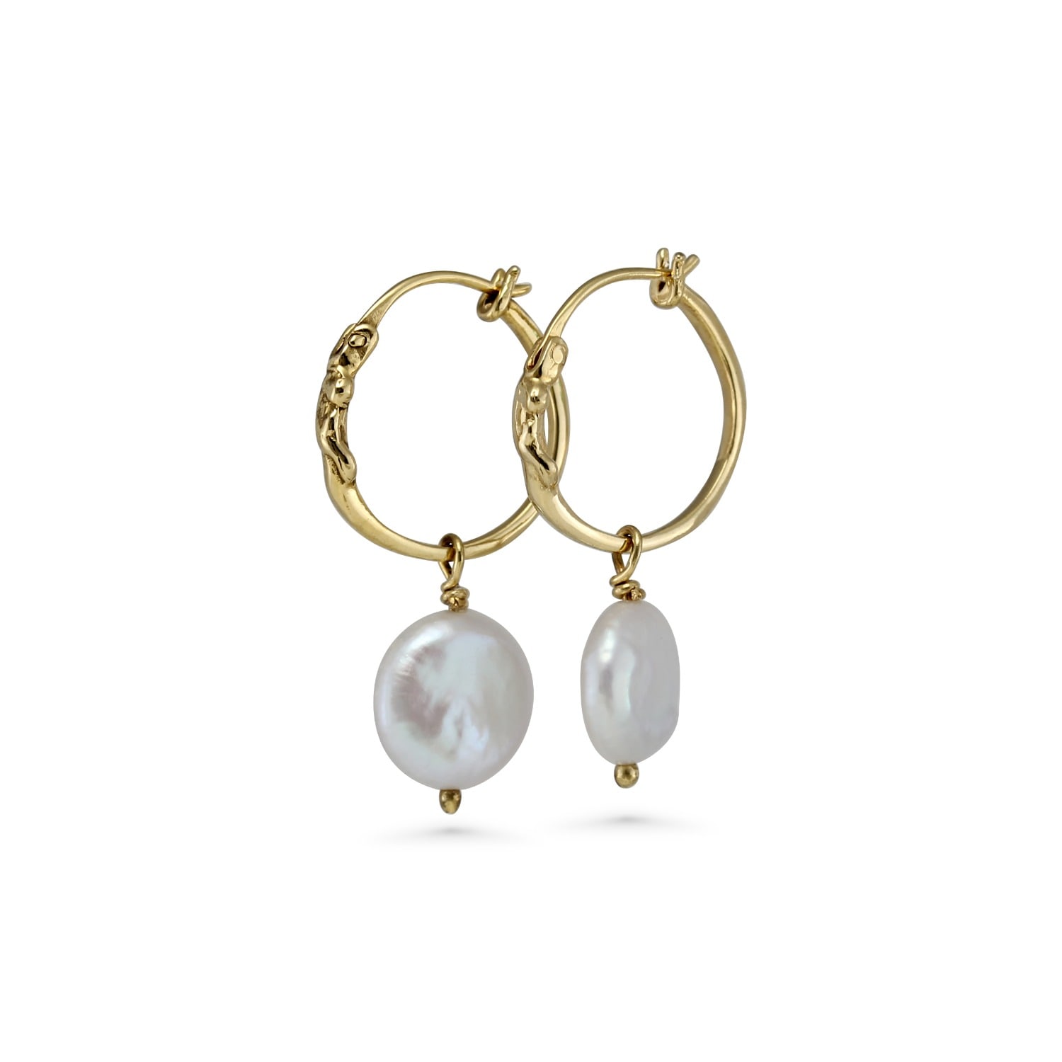 Isla Silver Women's Gold / White Pearl Gold Hoop Earrings