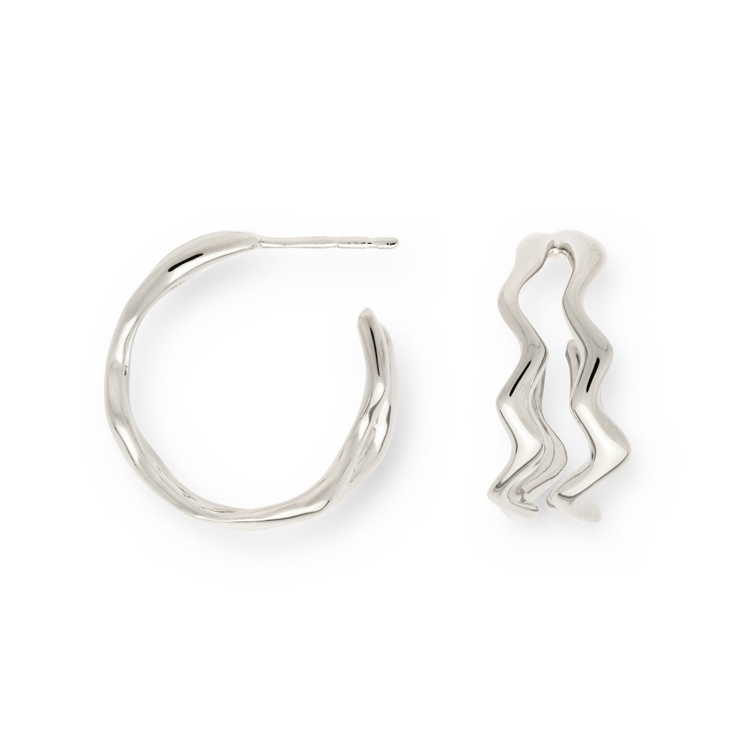 Women’s Poise Double Hoop Earrings - Sterling Silver Veyia Berlin