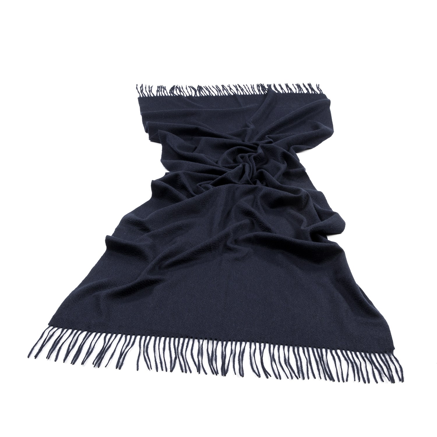 Bel Cashmere Women's Blue Cashmere Stole With Fringes Navy In Blue