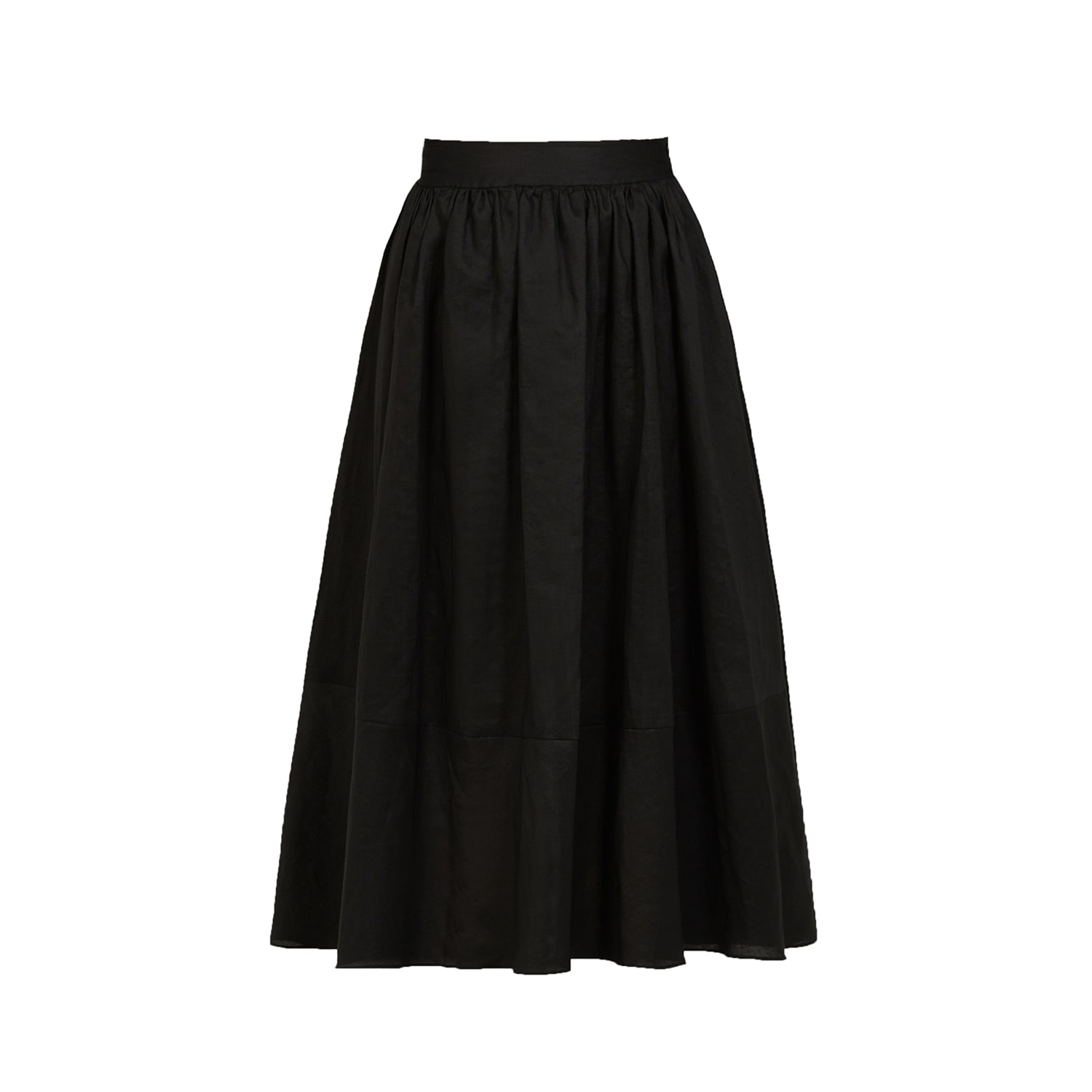 Avenue 8 Women's Midi-lenght Linen Skirt - Black In Black