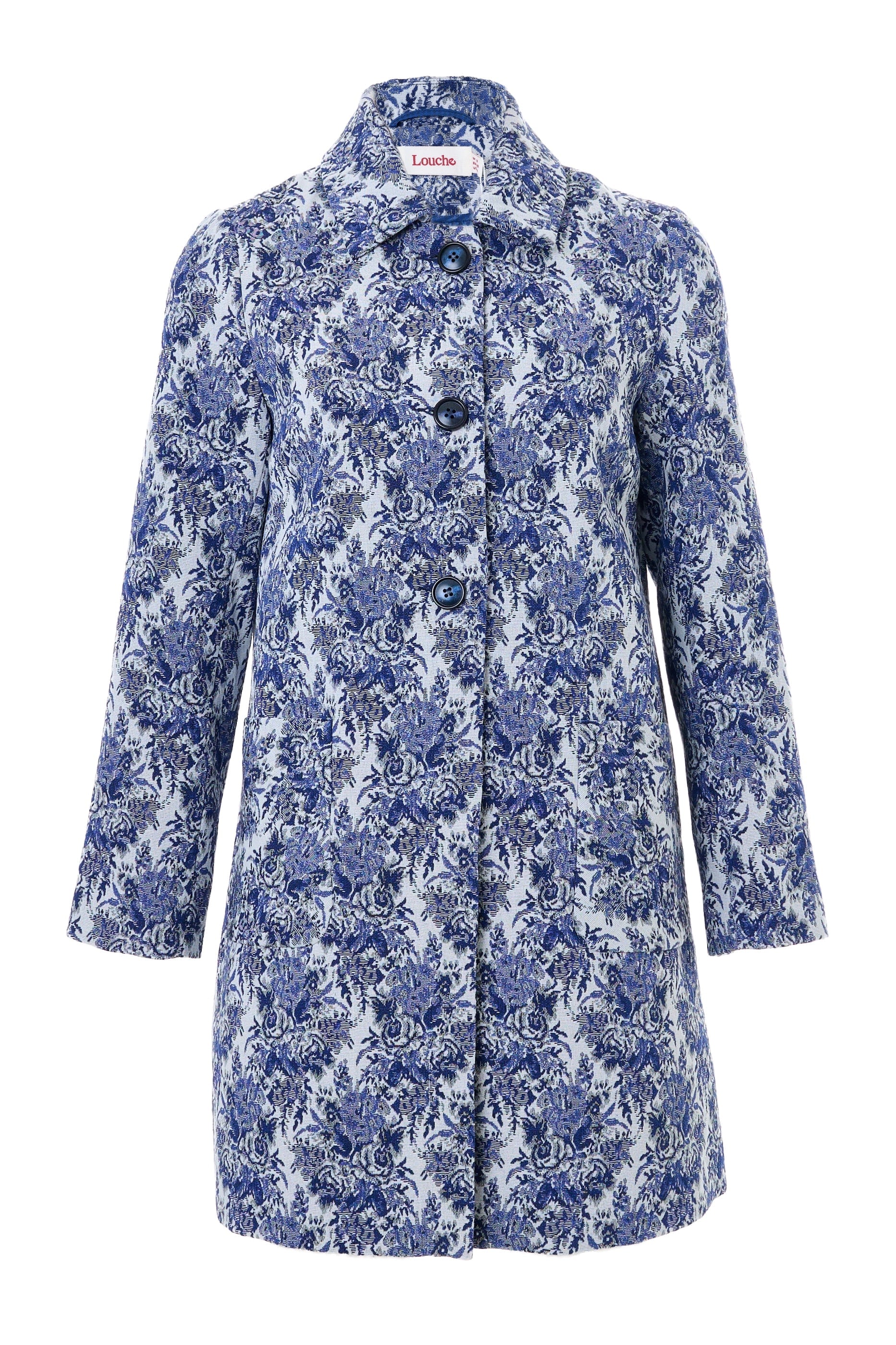 Louche Women's Blue / White Dryden Wedgewood Jacquard Short Coat In Blue/white