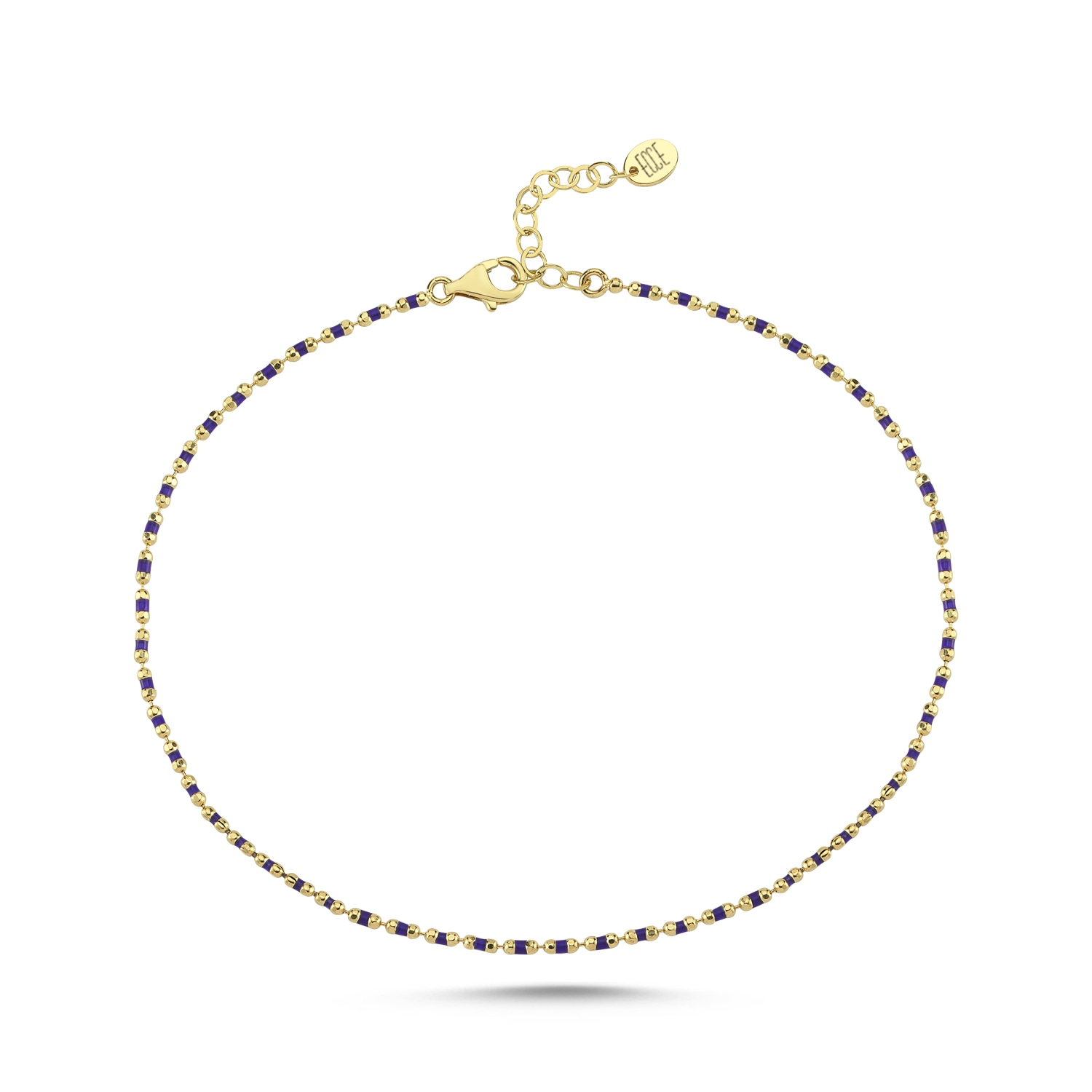 Ecce | Artisan Diamonds Women's Blue 14k Solid Gold Enamelled Candy Crush Anklet - Navy In Blue