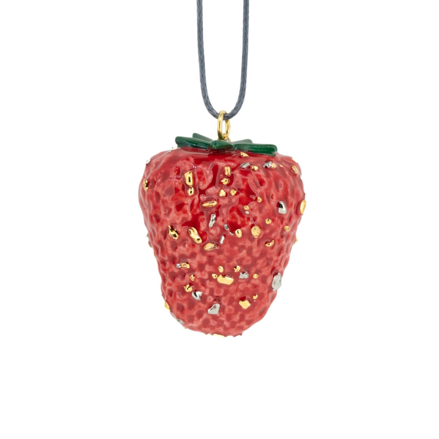 Cj·314 Women's Grey / Red Big Strawberry Necklace - Red & Gold