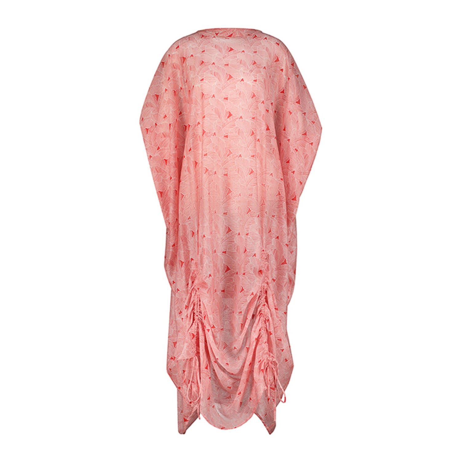 Azzalia Women's Printed Voile Kaftan With Draw String Hemline - Red In Red