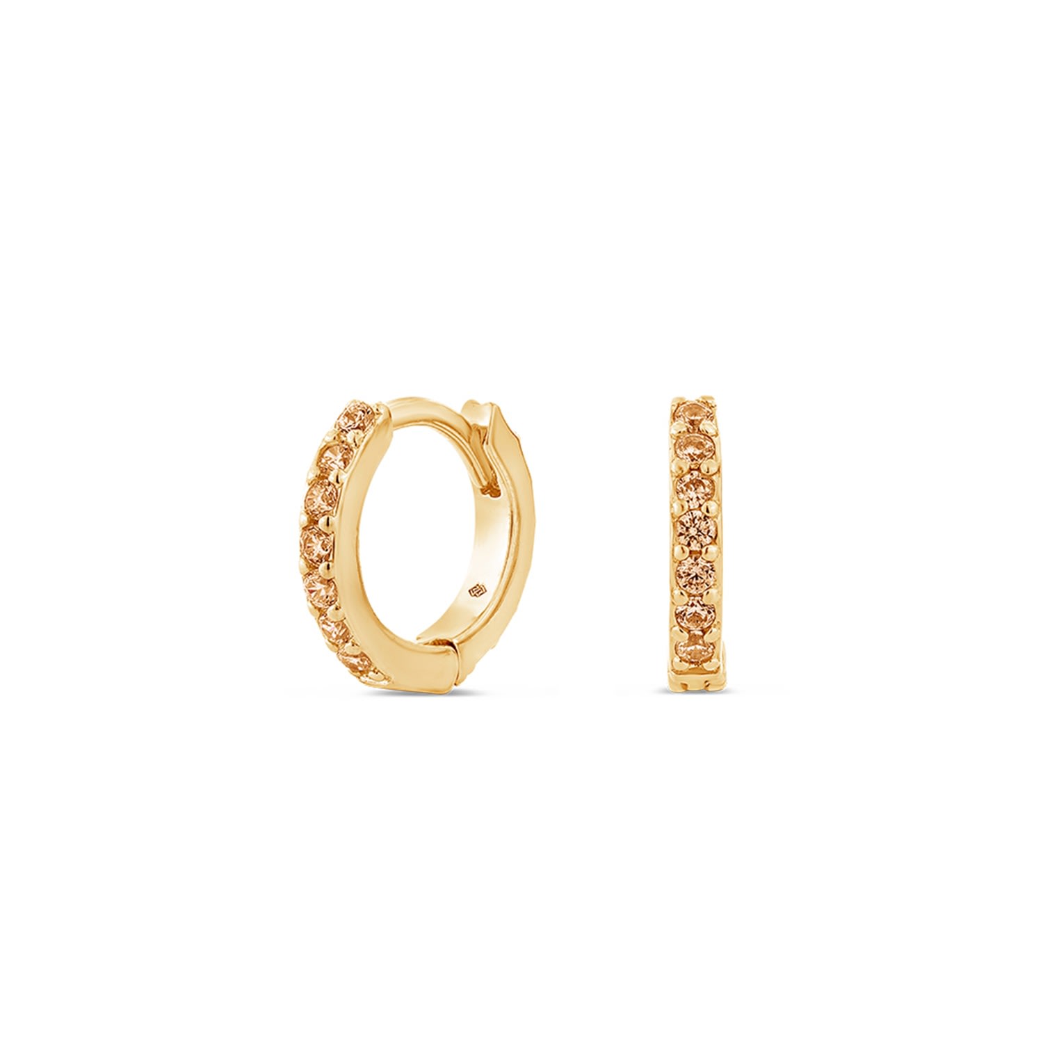 Sally Skoufis Women's Yellow Light Huggie Earrings With Man Made Cz Diamond Stimulant In Sterling Silver & 18k Gol In Yellow