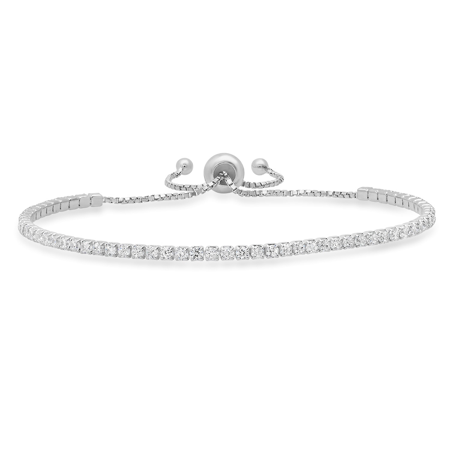 Kylie Harper Women's Petite Diamond Cz Adjustable Tennis Bracelet In Sterling Silver In Gray
