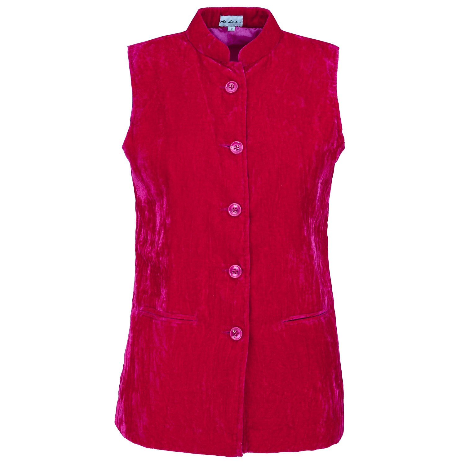 At Last... Women's Pink / Purple Short Silk Velvet Waistcoat In Hot Pink In Pink/purple
