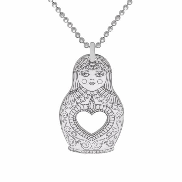 Cartergore Large Silver Russian Doll Pendant Necklace In Pendant