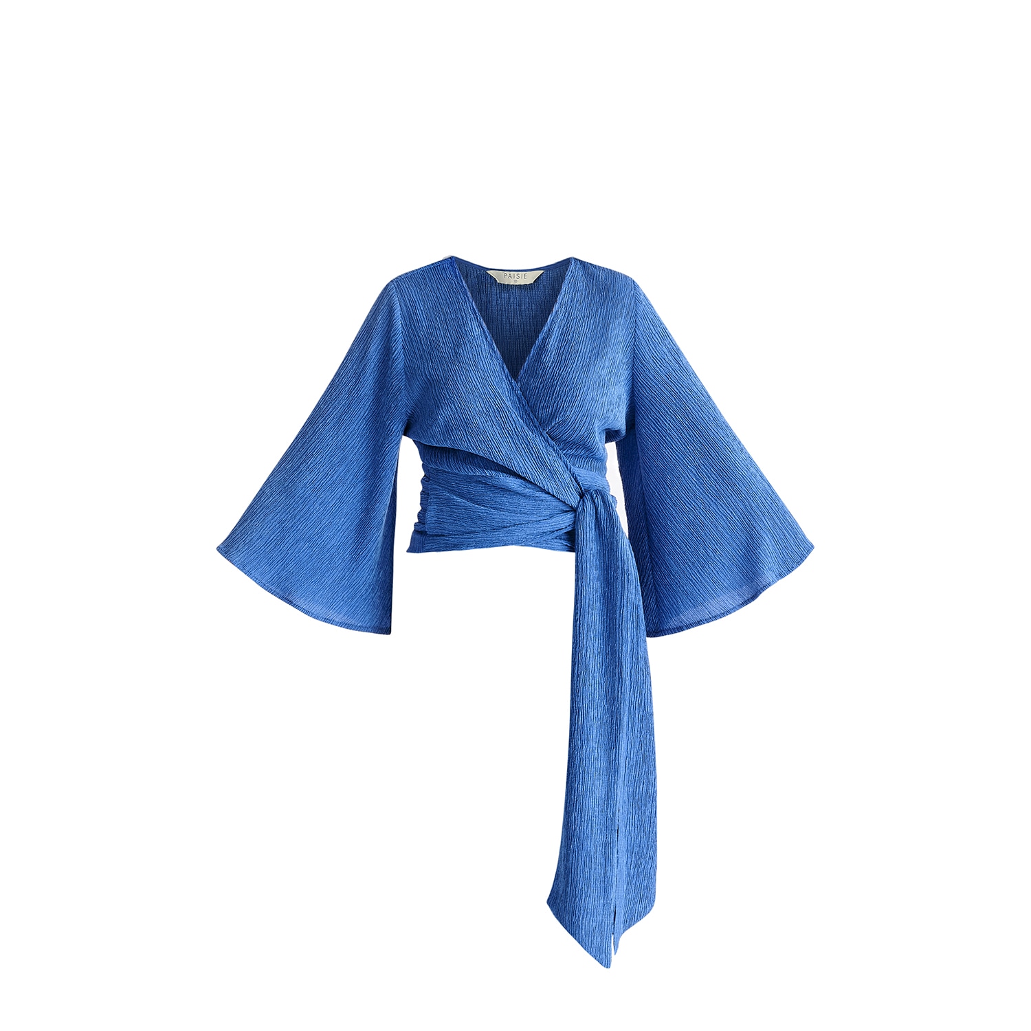 Women’s Textured Wrap Kimono Blouse In Blue XXL Paisie