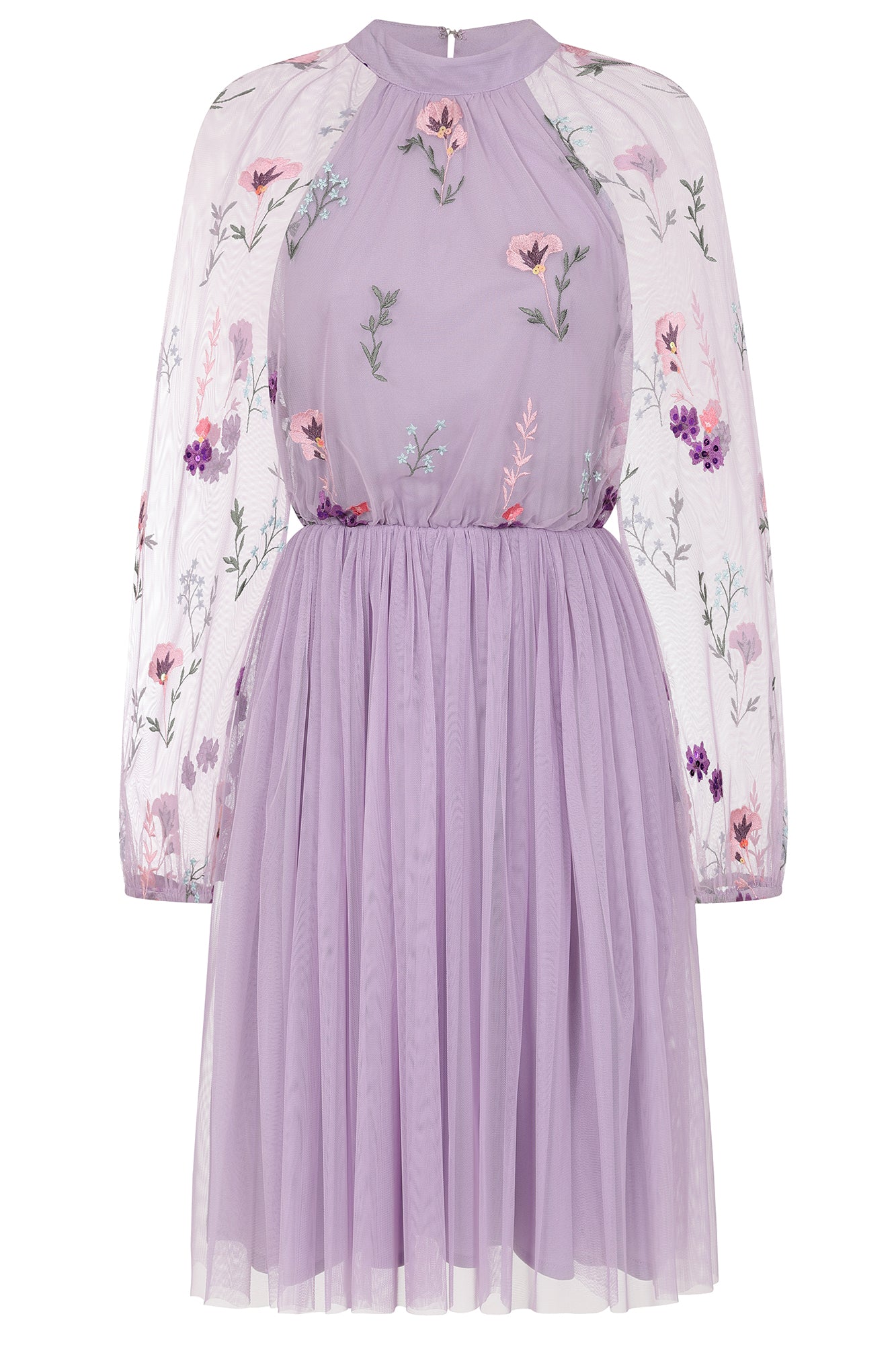 Women’s Pink / Purple Jacinta Floral Embroidered Skater Dress - Lilac Xxs Frock and Frill