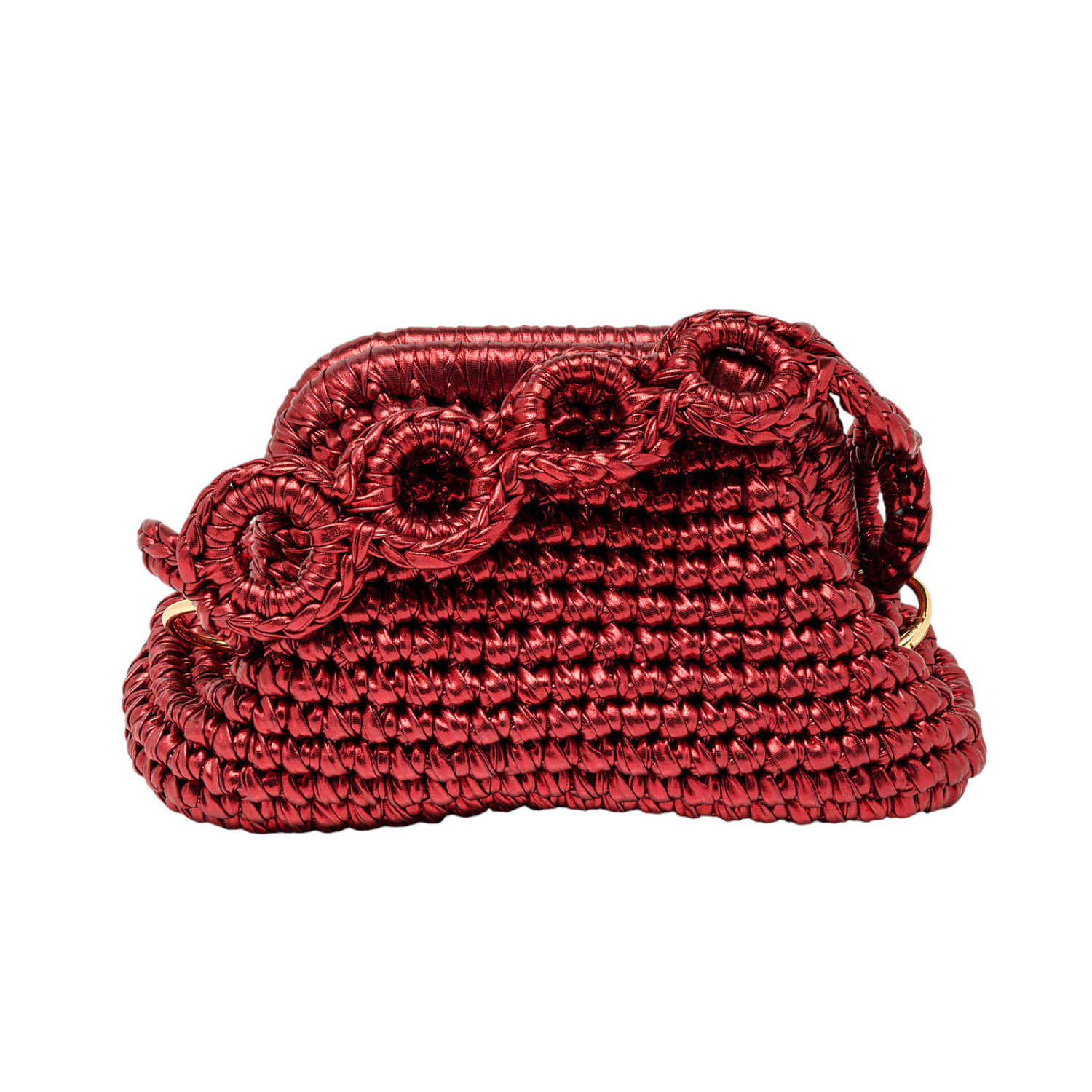 Sibylla Delphica Women's Red Mini Metallic Crochet Clutch Bag - Persefoni Merlot