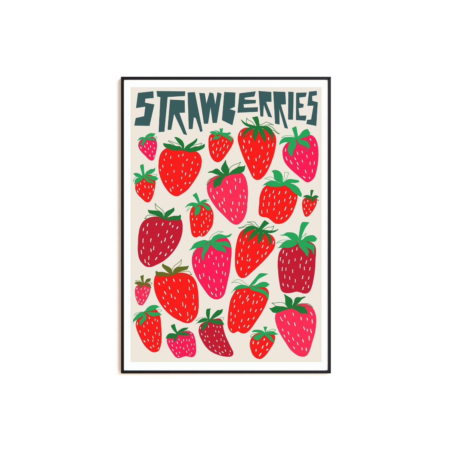 Natalie Cass Art Strawberries Art Print - A2 In Red
