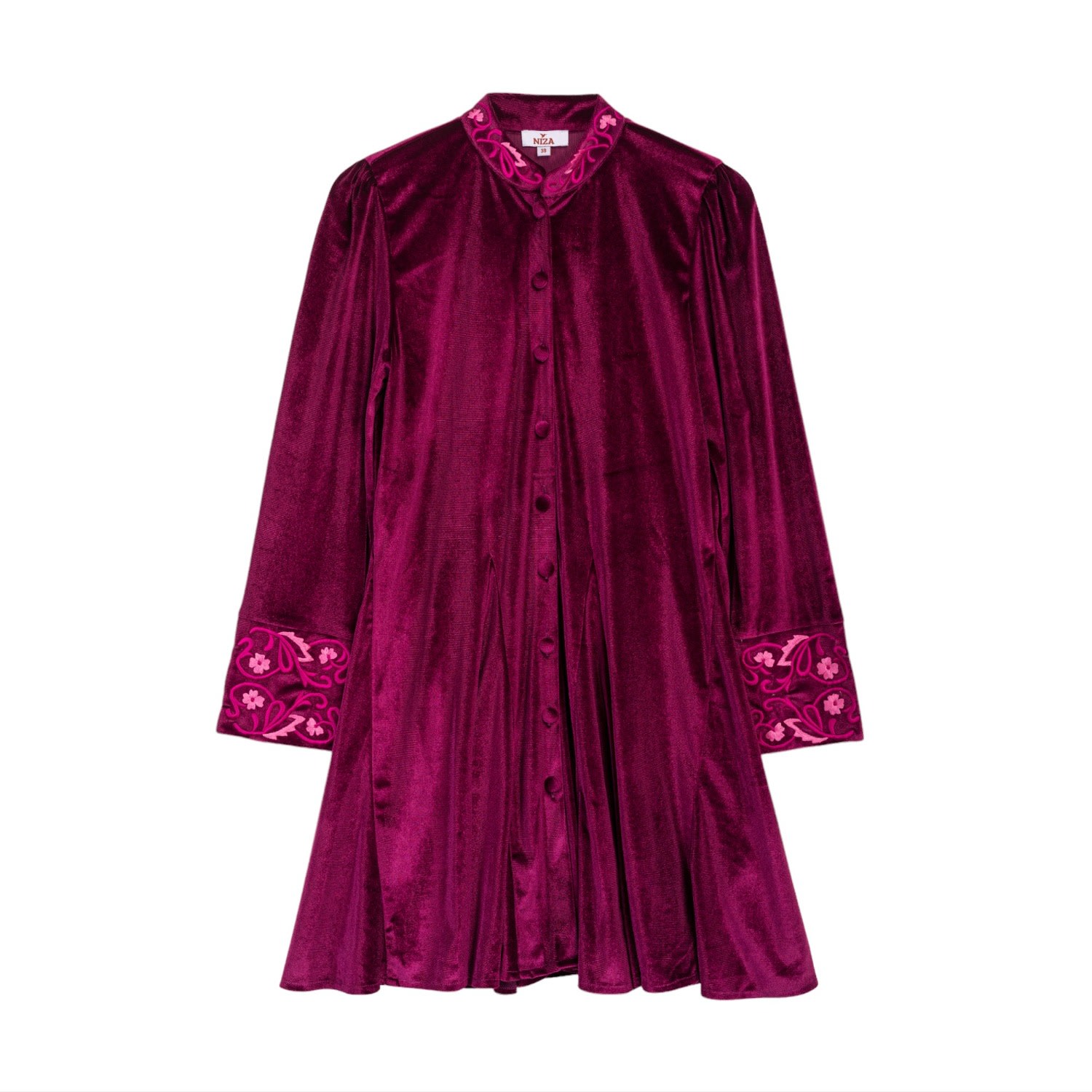 Niza Women's Pink / Purple Marta Burgundy Velvet Dress In Pink/purple