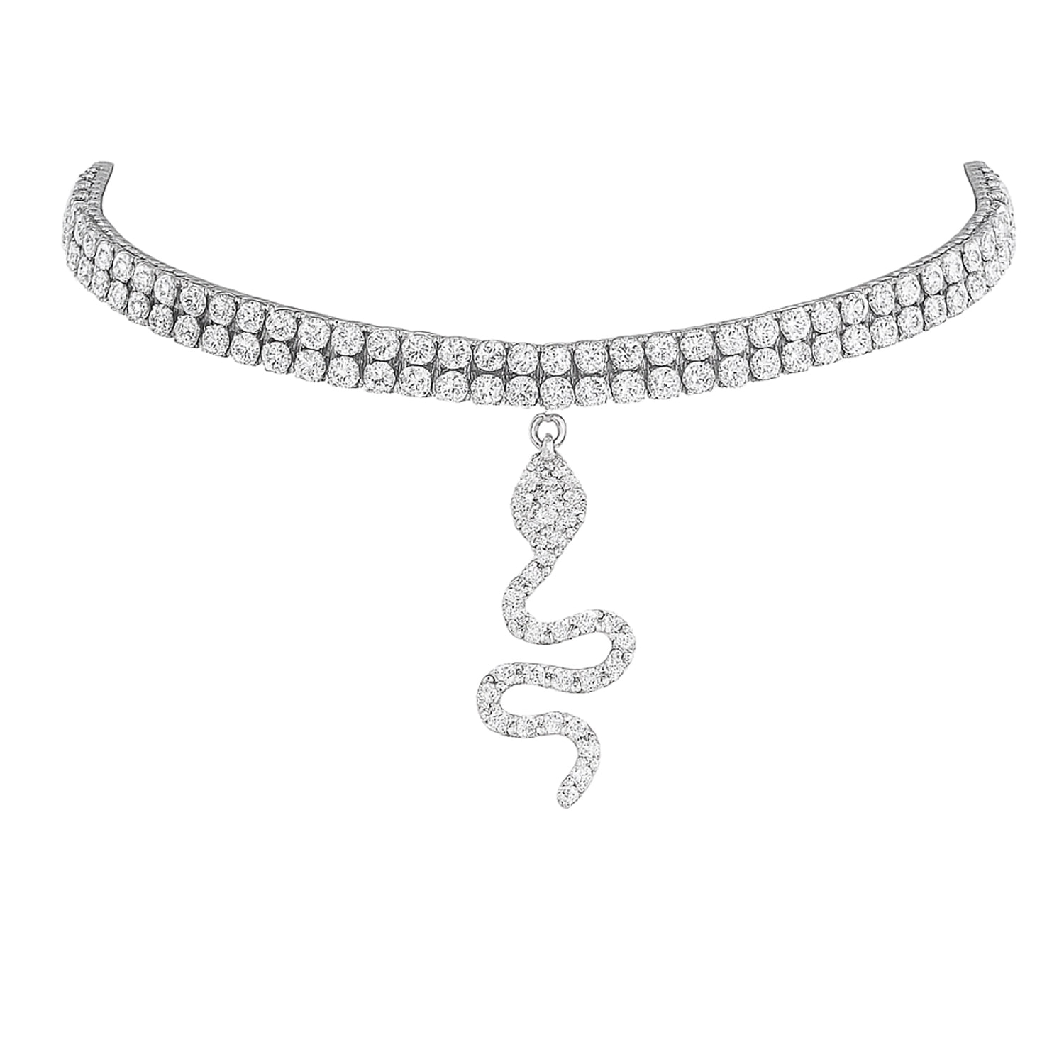 The Gala Women's Silver Serpent Crystal Choker In Silver
