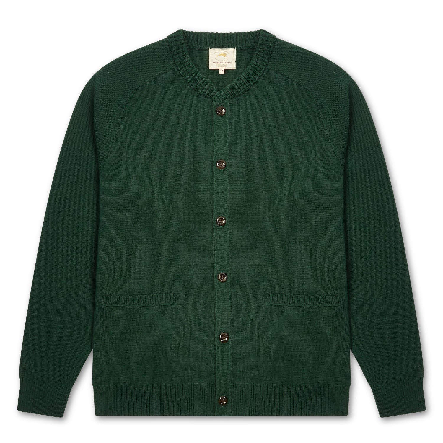 Men’s Varsity Cardigan - Green XXL Burrows & Hare