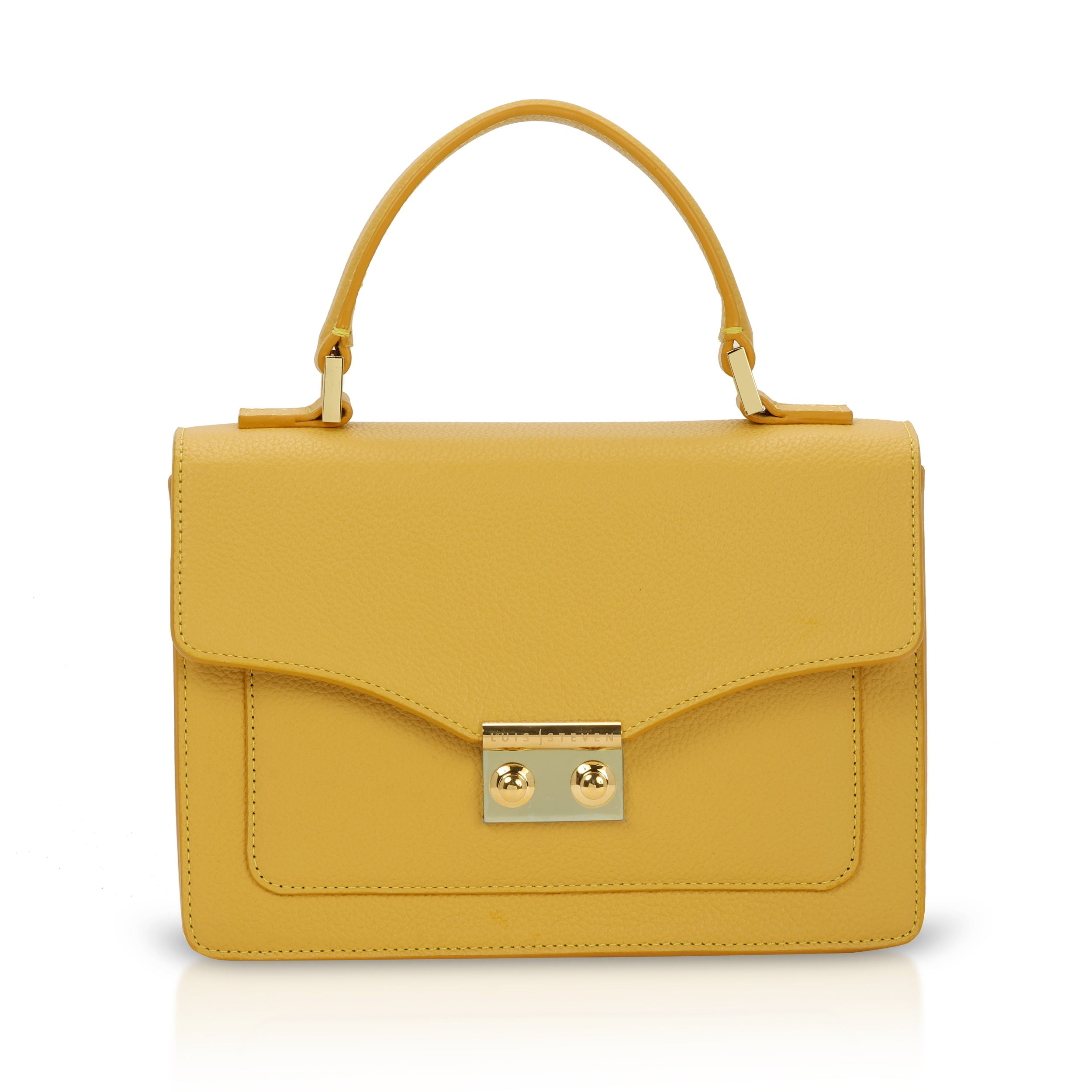 Luis Steven Women's Yellow / Orange Emma Top Handle - Yellow Pebble Leather In Yellow/orange