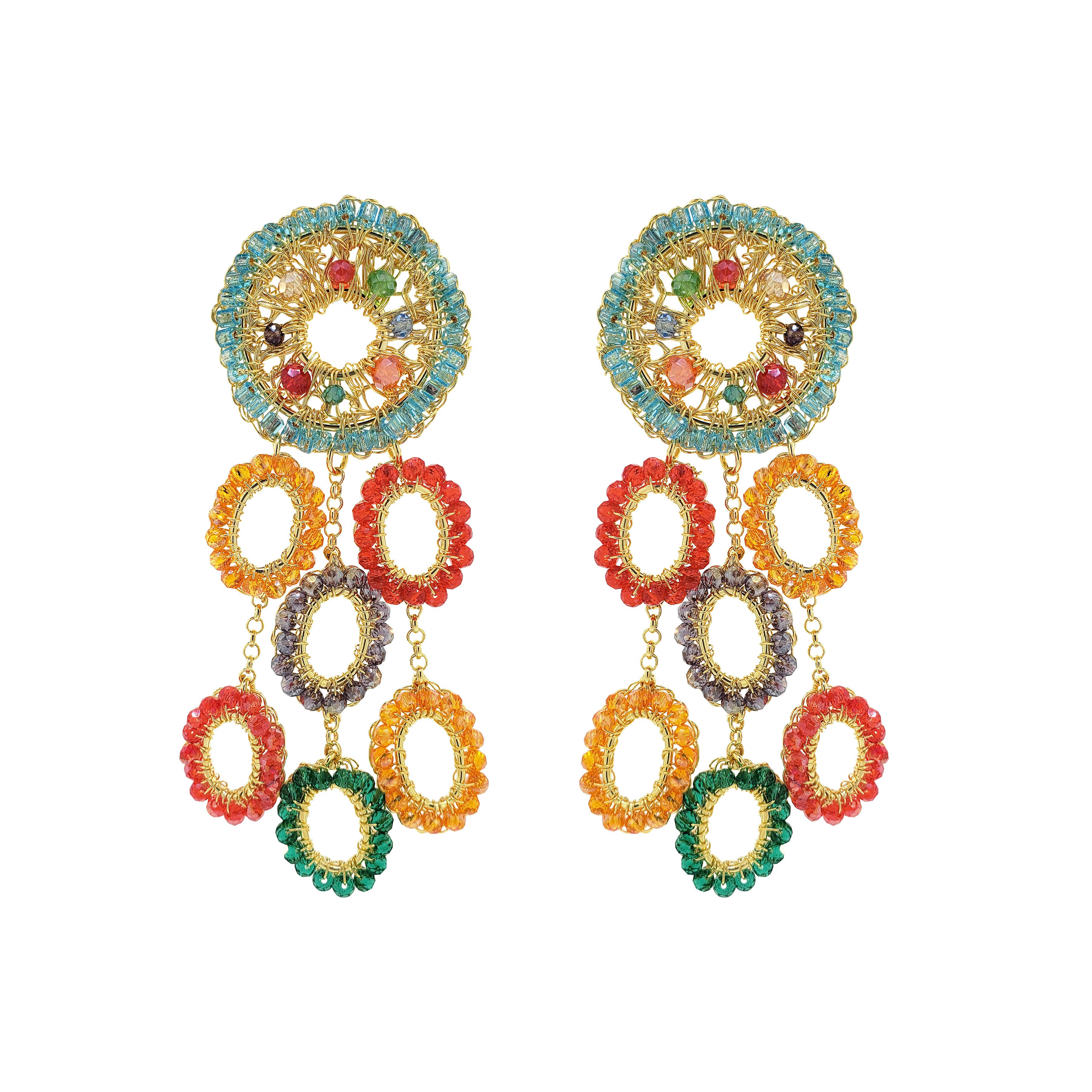 Lavish By Tricia Milaneze Women's Multicolor & Gold Moira Chandelier Handmade Earrings