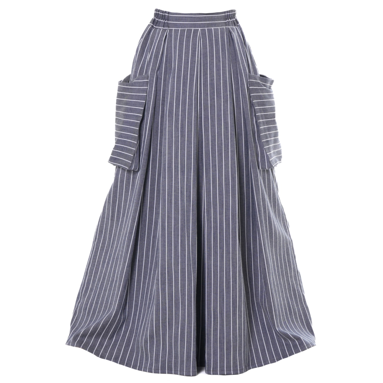 Women&rsquo;s Maxi Striped Denim Skirt In Dark Blue | 3Xl | Metamorphoza