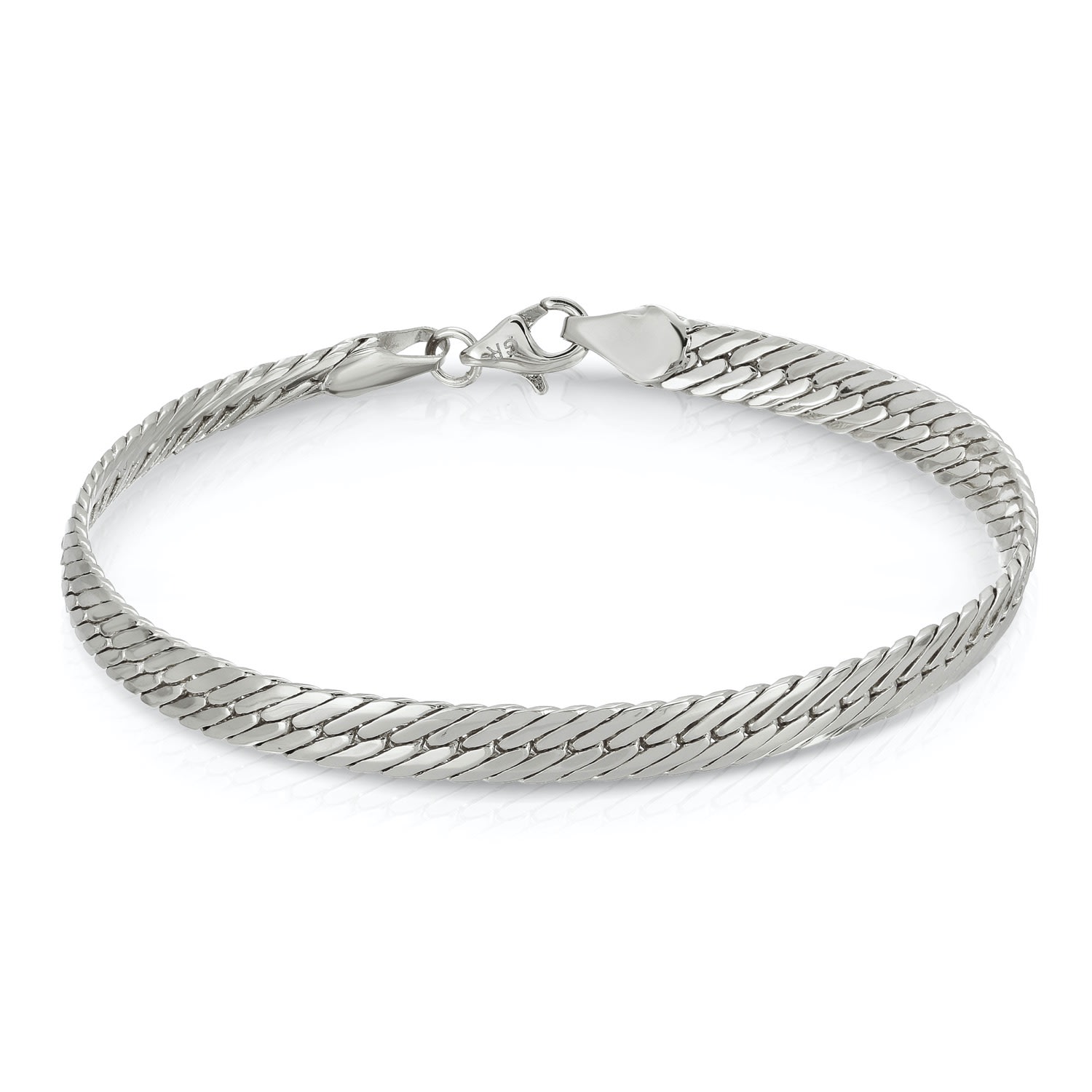 Women’s Thin Herringbone Bracelet - Silver Glamrocks Jewelry