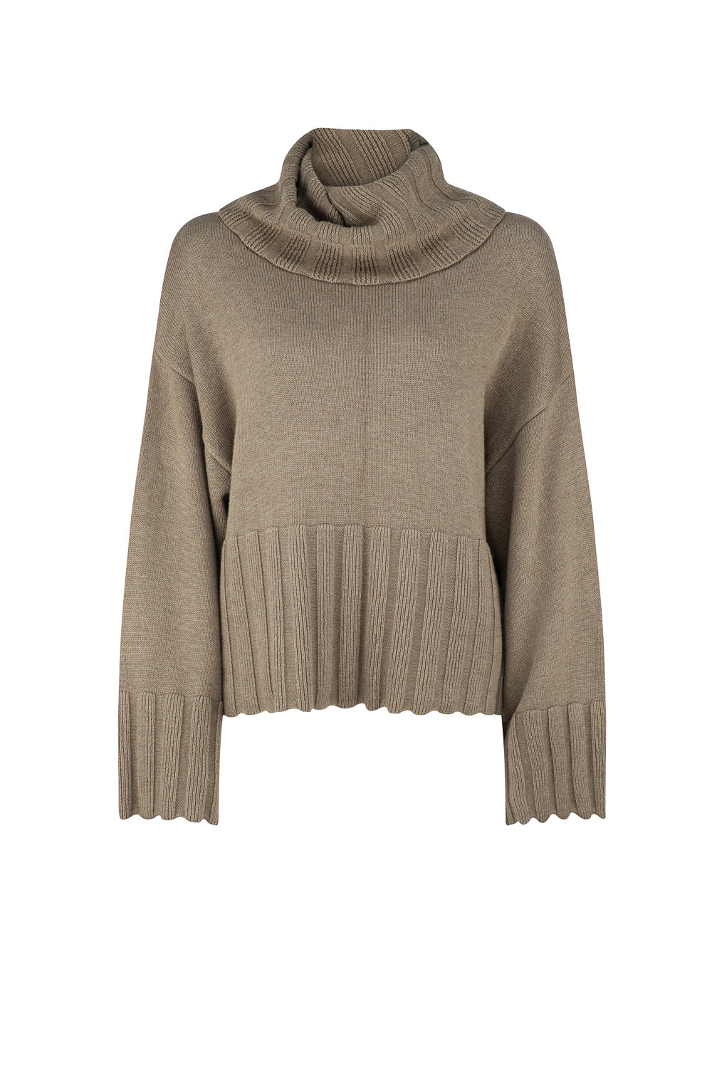 Dref By D Women's Green Venus Rollneck Jumper - Olive Branch In Gray