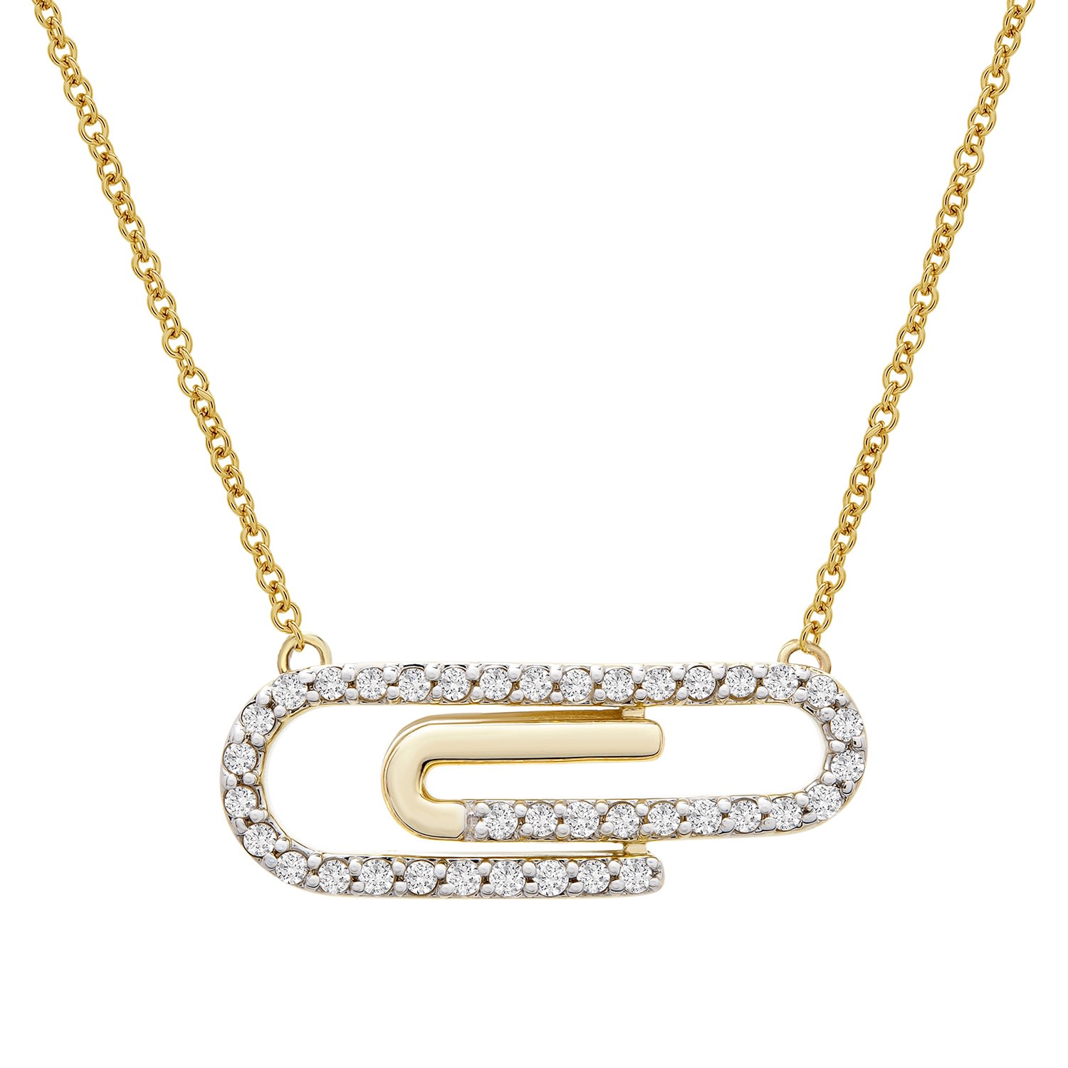 Women’s Gold Pepita Diamond Paperclip Pendant Necklace Miki & Jane