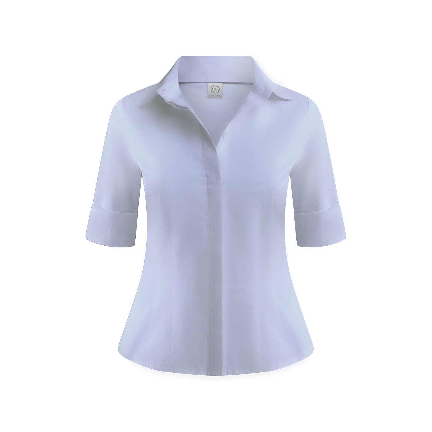 Why Mary Women's The Kate Short Sleeve Cotton Shirt Blouse In White In White