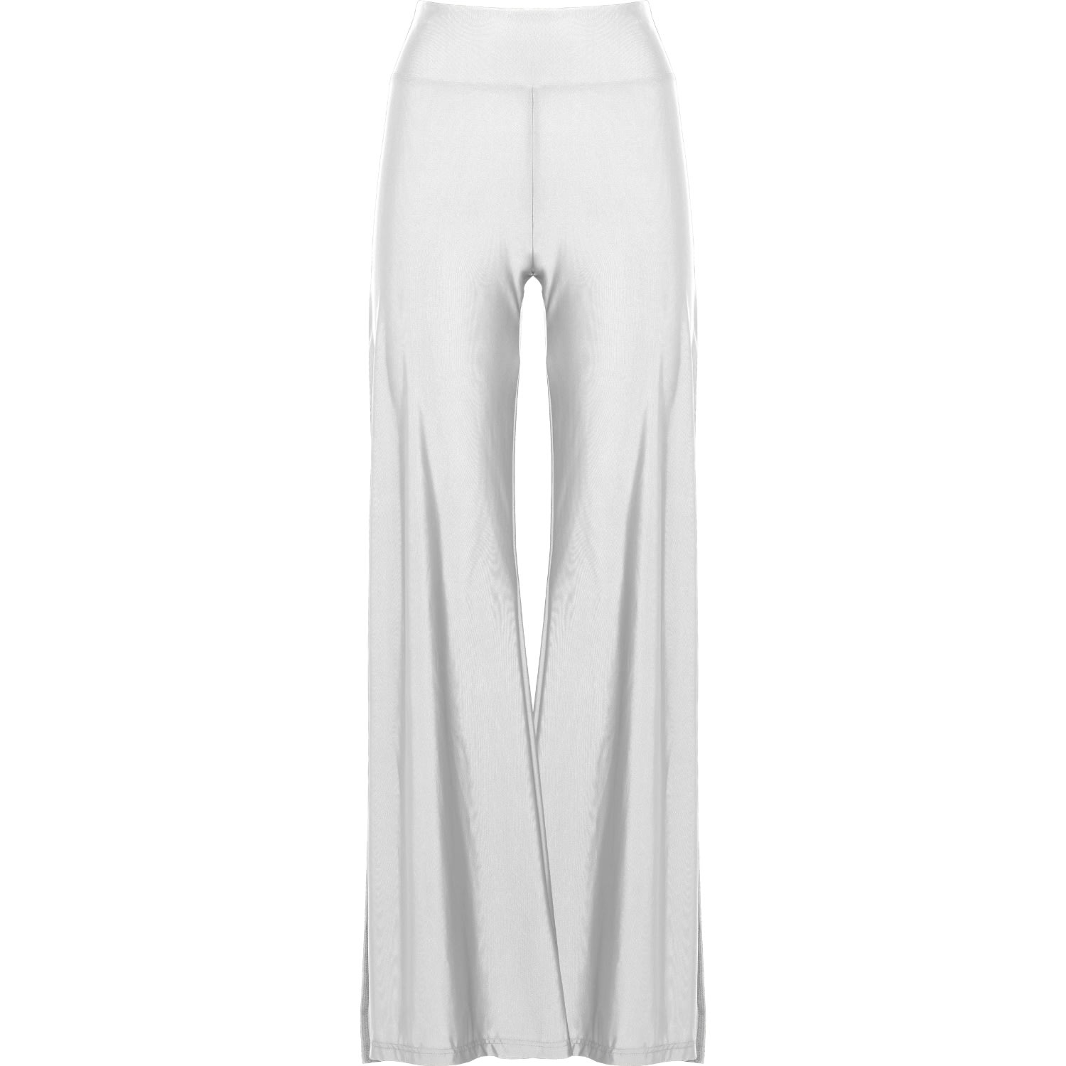 Antoninias Women's Cleo High Waisted Stretch Wide Leg Pants With Side Slit In White In Gray