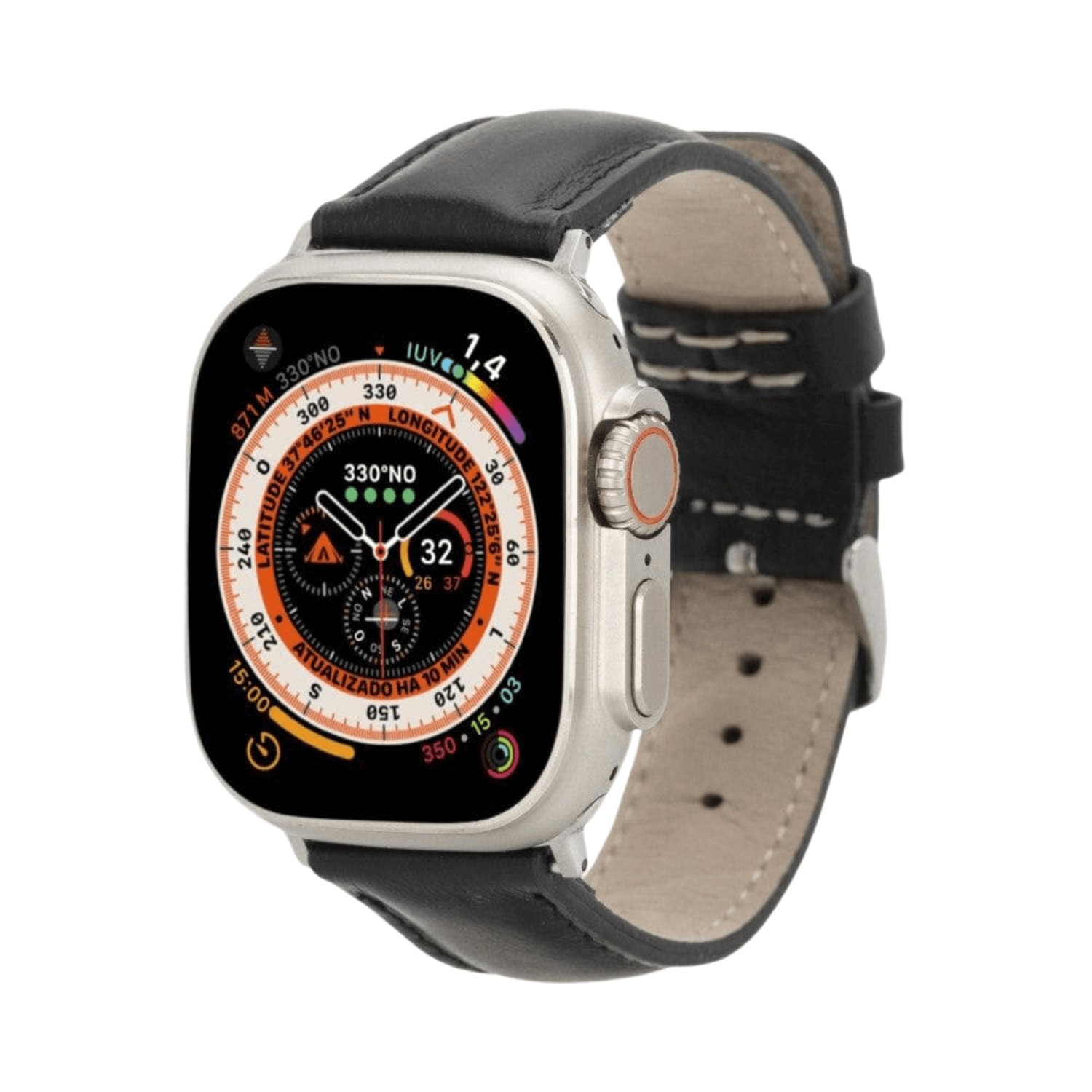 Leathere Women's Apple Watch Black Leather Strap - Boston In Black