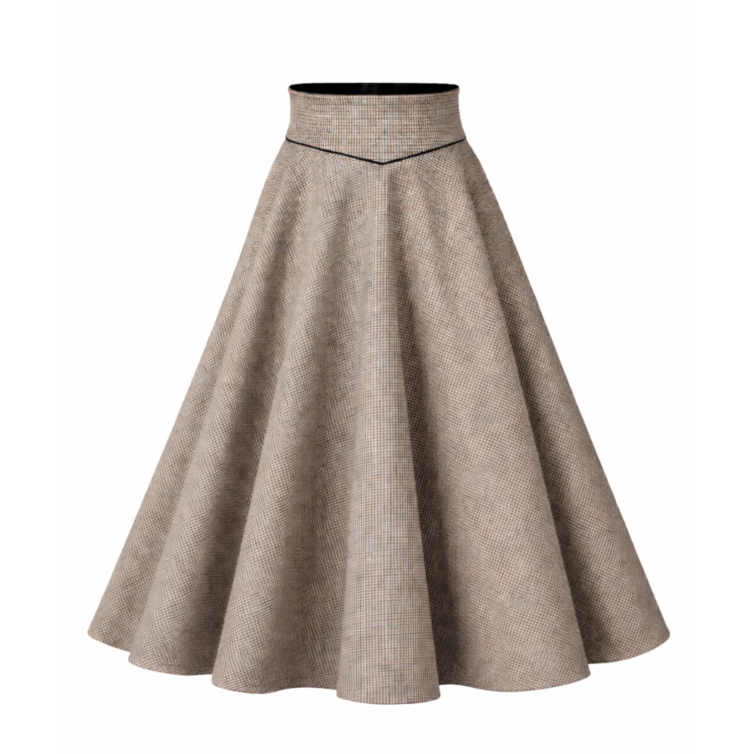 Flare Wool Skirt With High Waist In Pepite Color | Nikka Place
