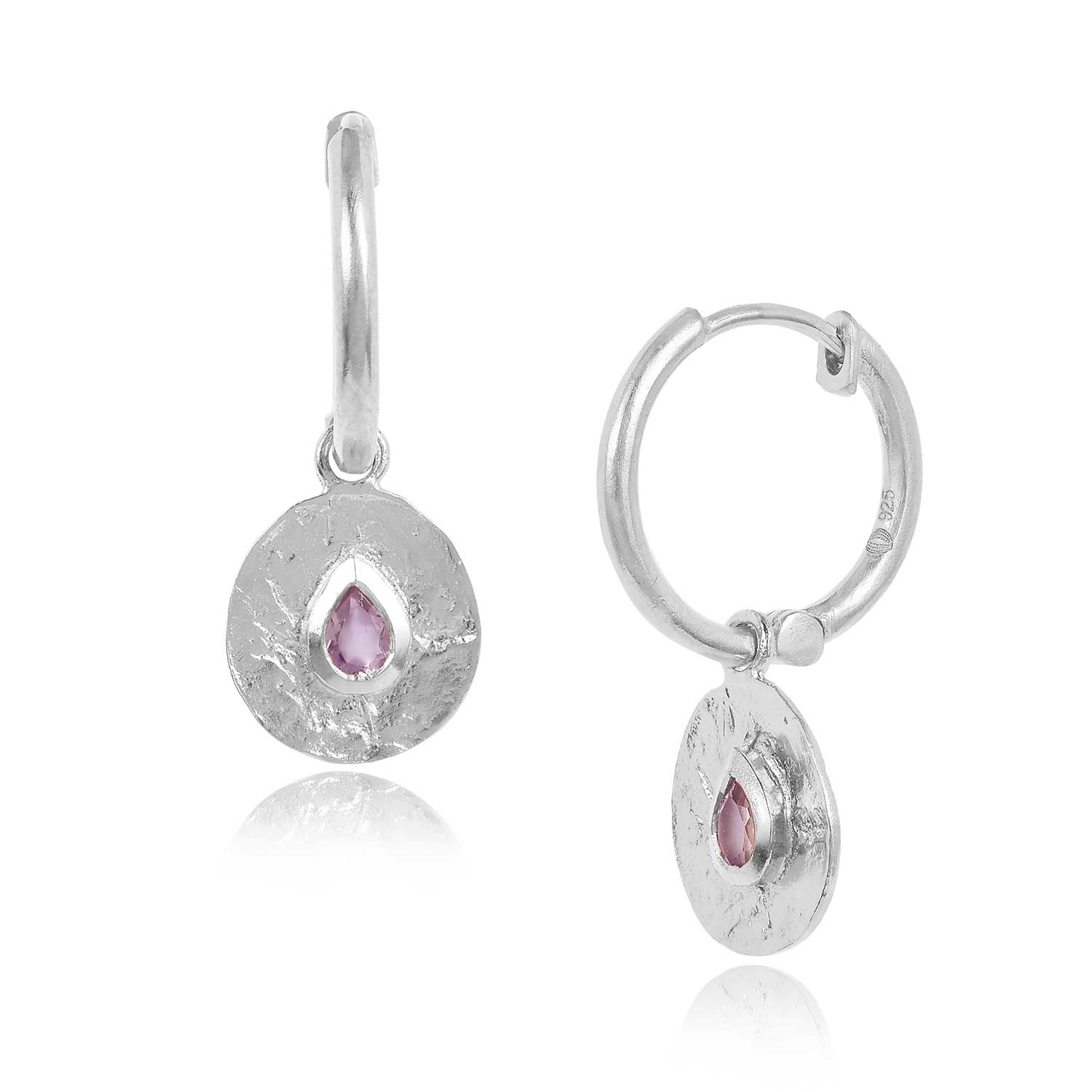 Moon London Women's Pink Amethyst Sterling Silver Mini Hoops In Silver