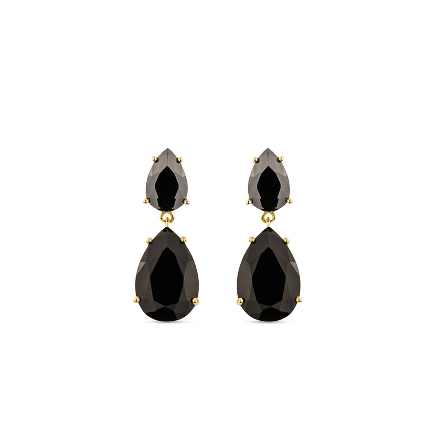 Sally Skoufis Women's Black / Gold Liberty Earrings With Man Made Cz Diamond Stimulant In Sterling Silver & 18k Go In Multi