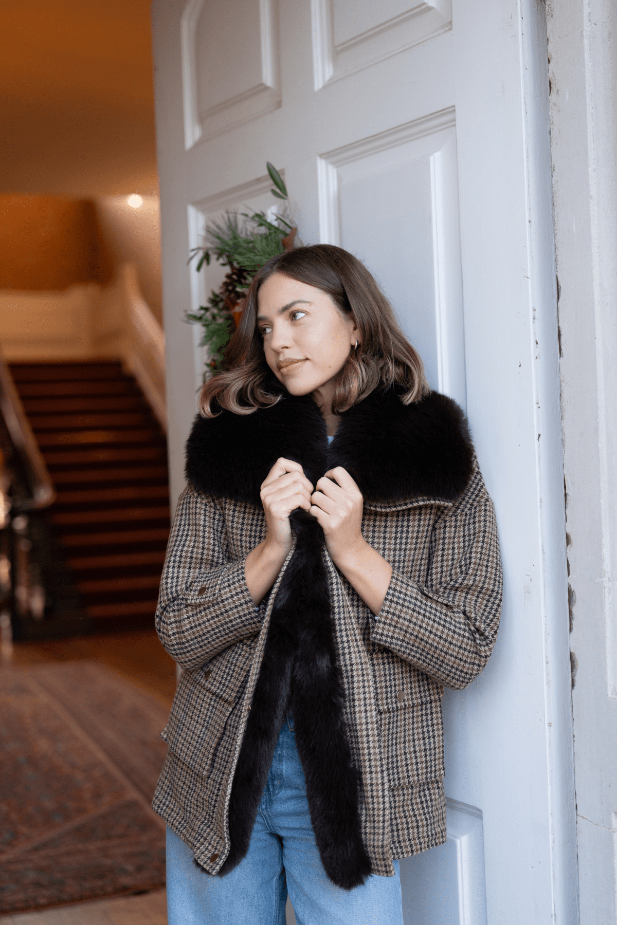 Ashford Tweed Faux Fur Jacket | Hortons England | Wolf & Badger