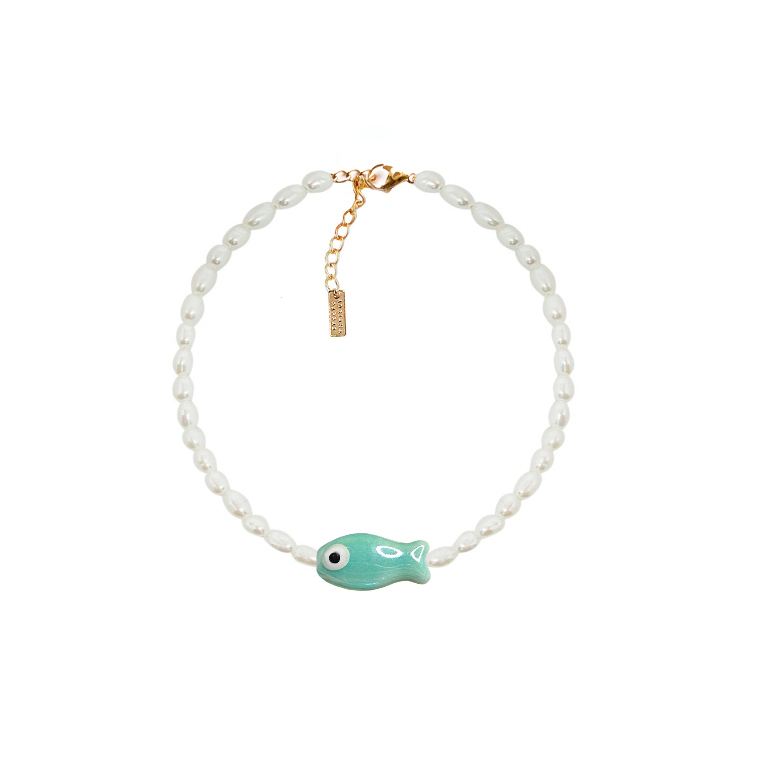 Women’s Blue Fishy Pearls Anklet - Turquoise Adriana Pappas Designs