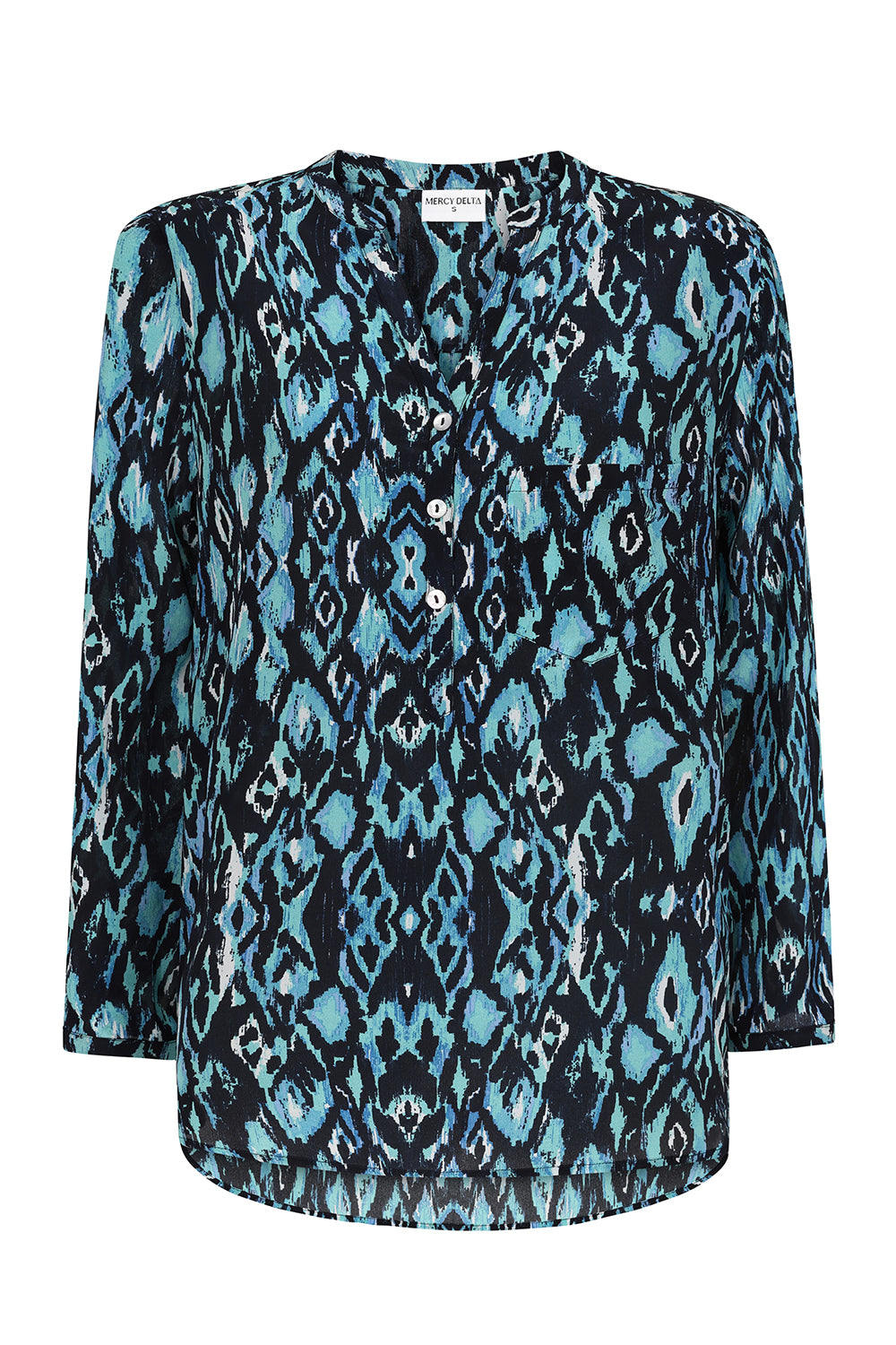 Mercy Delta Women's Green / Blue Stanford Tuscany Azure Blouse