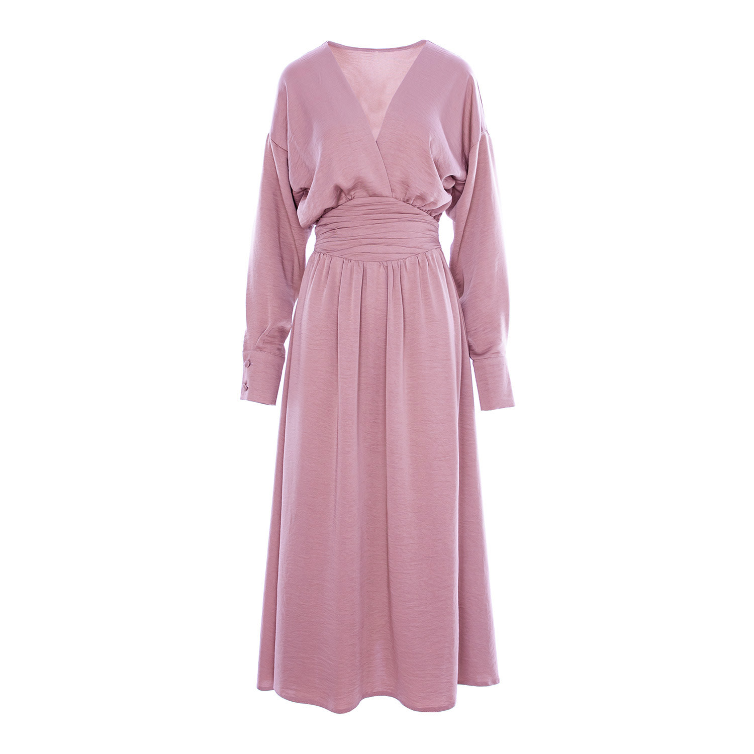 Bluzat Women's Pink / Purple Powder Pink Midi Dress With Corset