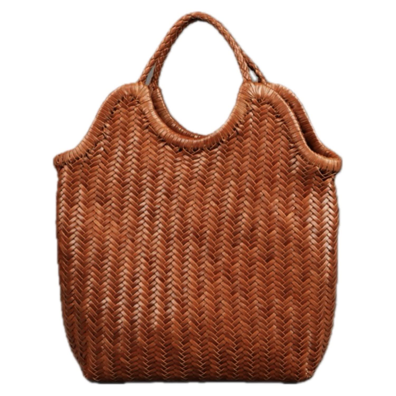 Rimini Women's Brown Hand Woven Hand Woven Tote 'paola' - Tan