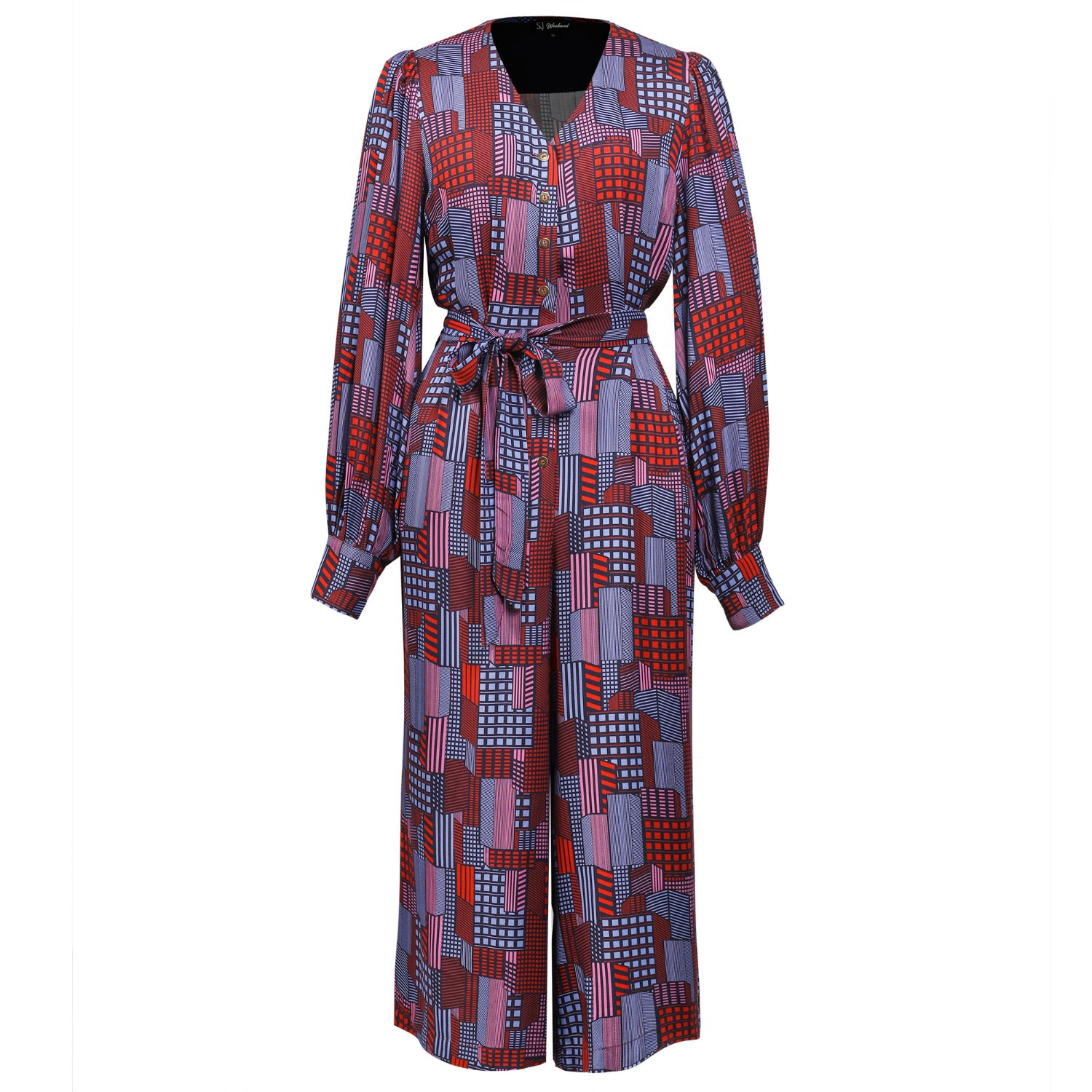Smart And Joy Women's Graphic Print V Neckline Jumpsuit