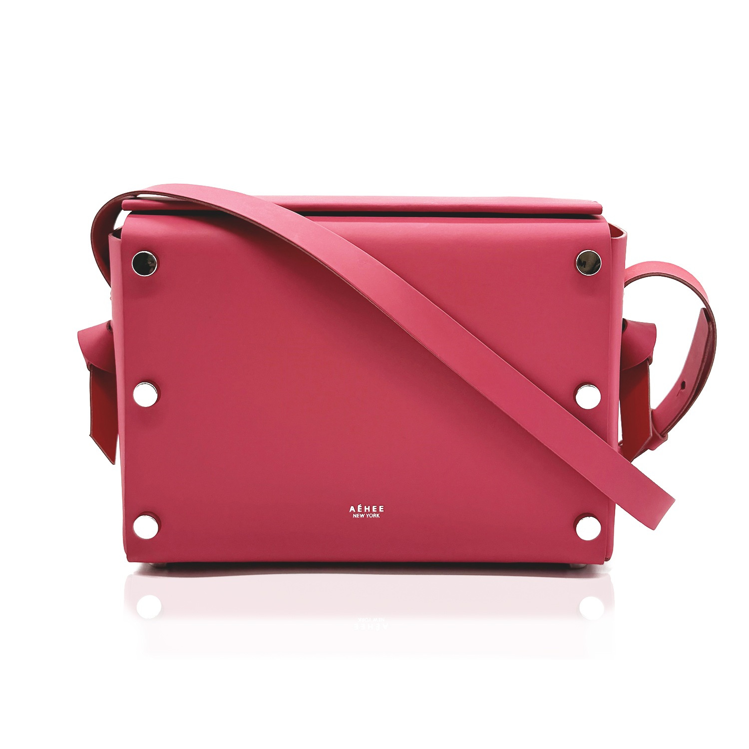 Women’s Minimal Leather Crossbody Bag- Raspberry Red AÃ©hee New York