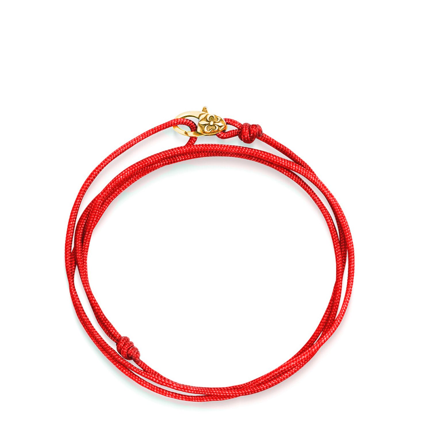 Men’s Red Wrap-Around String Bracelet With Sterling Silver Lock Nialaya