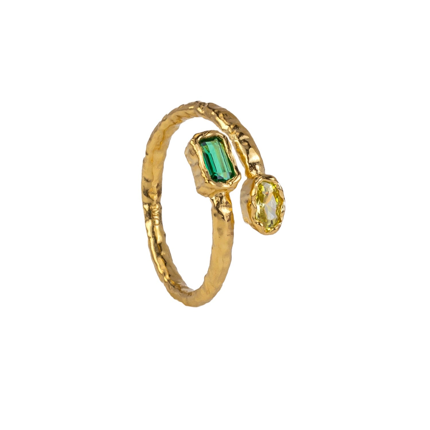 Molly Olivia Women's Green / Gold Solstice Ring - Green & Peridot