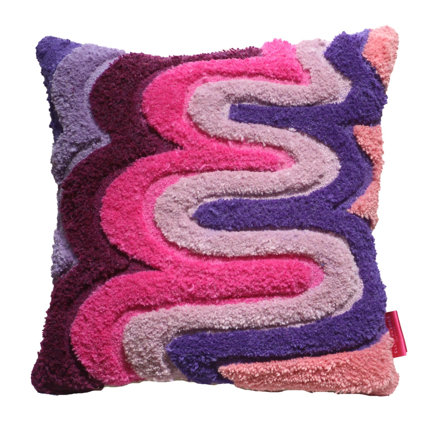 Colourful Tufted Cushion - Purple Wavy Unique Ellie Pearce Textiles