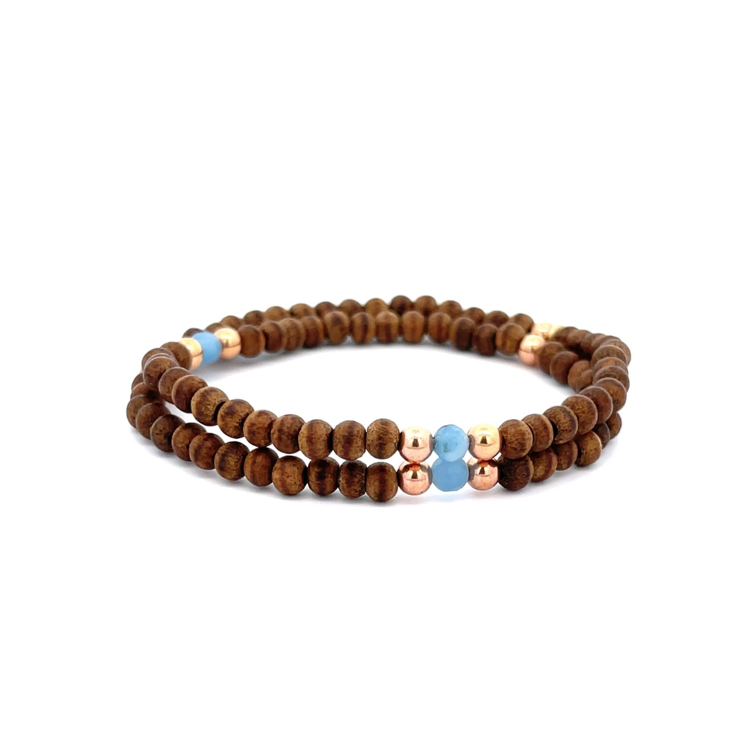 Women’s Blue Sandra Double Wrap Bracelet - Sandalwood And Aquamarine Gosia Orlowska