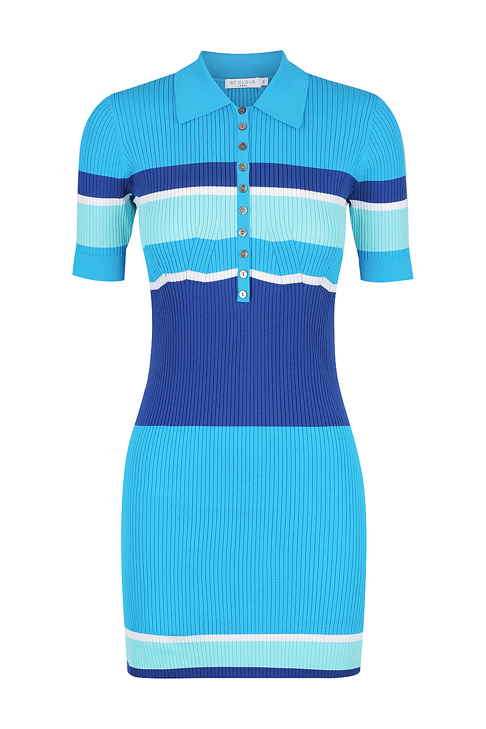 Women’s Roller Girl Mini Polo Dress - Malibu Blue Stripe Small St Cloud Label