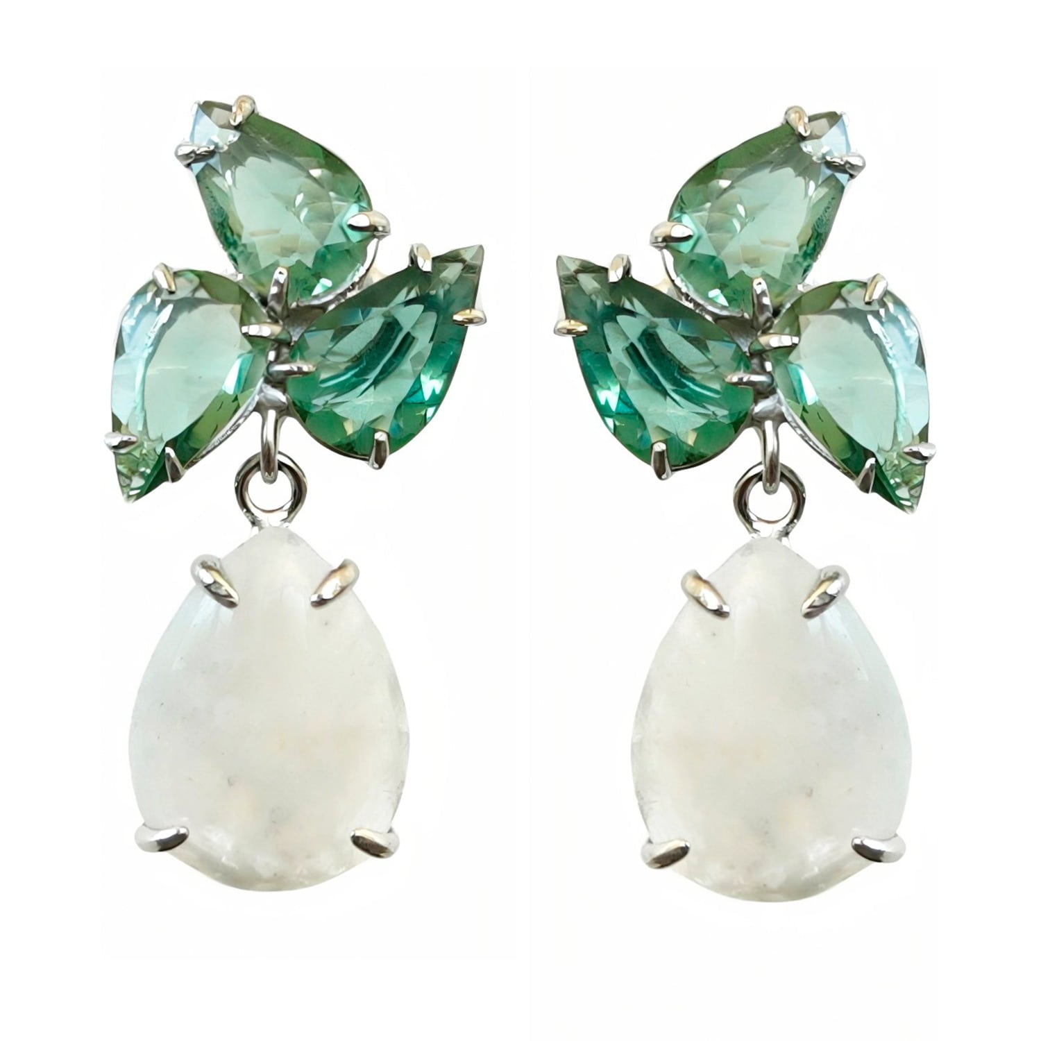 Bounkit Women's Green / White Charleston Earrings Clip On In Multi