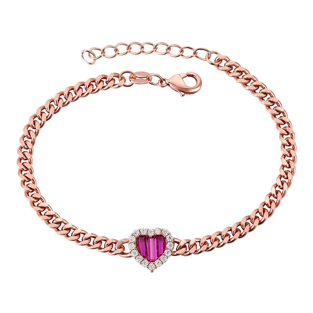 Women’s Rose Gold / Pink / Purple La Scne Rose Gold Plated Heart Bracelet Genevive Jewelry