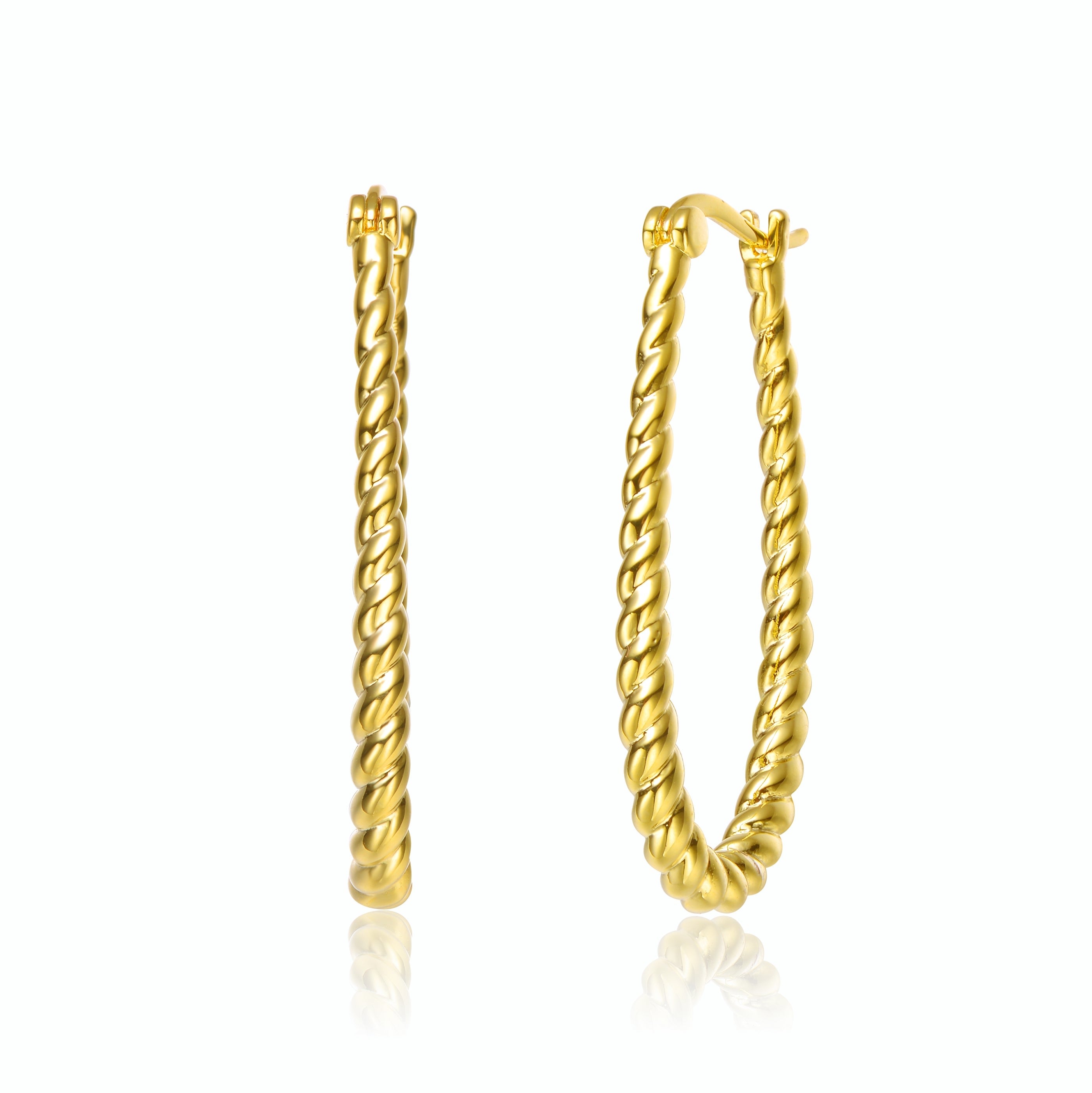 Genevive Jewelry Women's Rachel Glauber Gold Plated U Large Hoop Earrings In Gold
