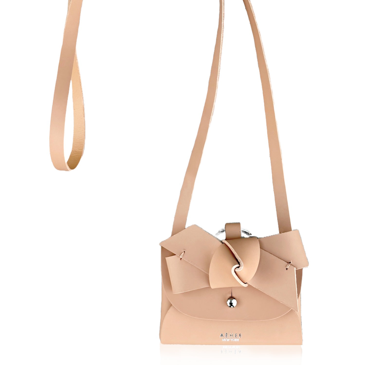 Aéhee New York Women's Neutrals Bow Card Holder Wallet With Shoulder Strap - Cashew