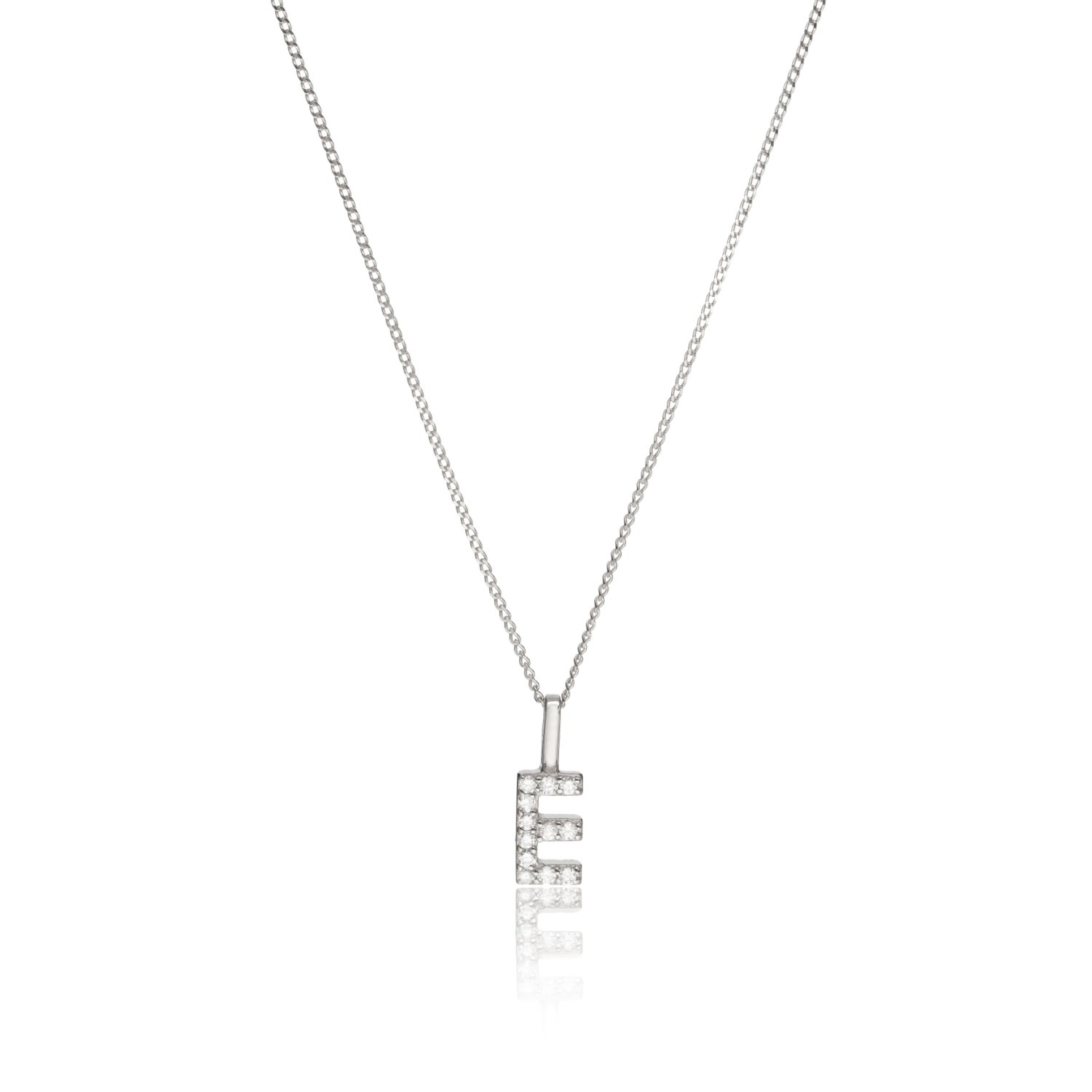 Lily & Roo Women's Silver Solid White Gold Genuine Diamond Initial Letter Necklace In Silver