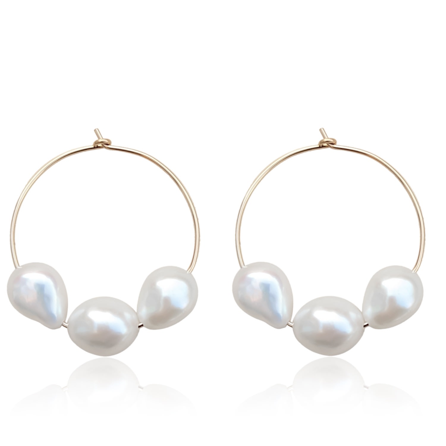 Women’s Callie Three Pearl Hoop Gold Filled Earrings Kiri & Belle