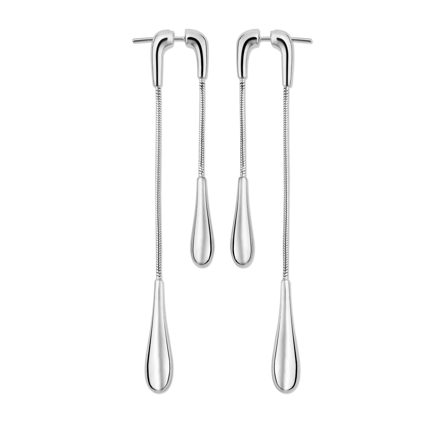 Lucy Quartermaine Women's Sterling Silver Double Drop Earrings Front And Back In Metallic